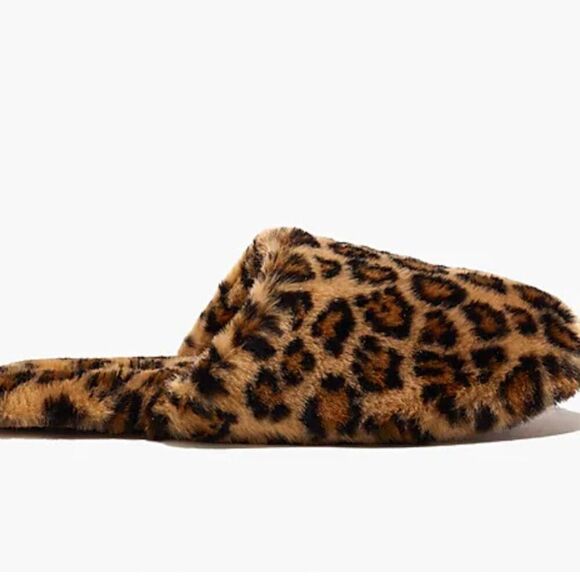 NWT Madewell The Scuff Slipper in Leopard Faux Fur Size 7 - Picture 2 of 7